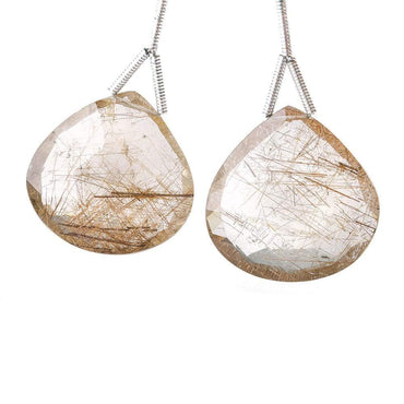 21x21mm Rutilated Quartz Faceted Heart Focal Bead 2 pieces (ONLINE ORDER ONLY)