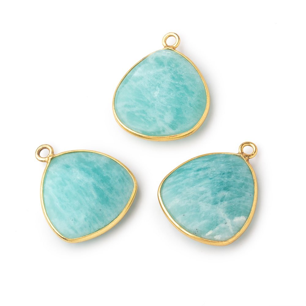 21x21mm Vermeil Bezel Amazonite Plain Triangle Pendant 1 Focal Bead (ONLINE ORDER ONLY)