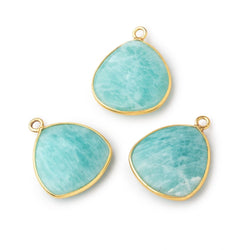 21x21mm Vermeil Bezel Amazonite Plain Triangle Pendant 1 Focal Bead (ONLINE ORDER ONLY)