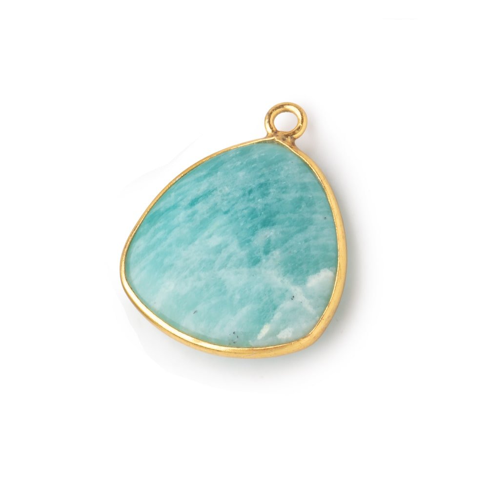21x21mm Vermeil Bezel Amazonite Plain Triangle Pendant 1 Focal Bead (ONLINE ORDER ONLY)