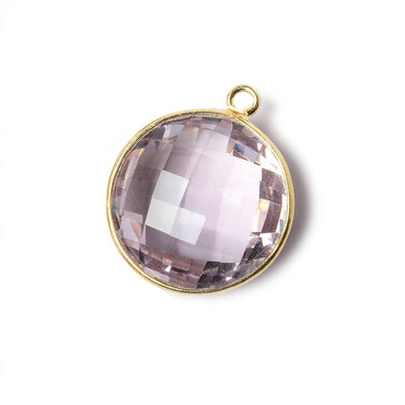 21x21mm Vermeil Bezel Pink Amethyst faceted coin Pendant 1 piece (ONLINE ORDER ONLY)