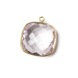21x21mm Vermeil Bezel Pink Amethyst faceted pillow Pendant 1 piece (ONLINE ORDER ONLY)