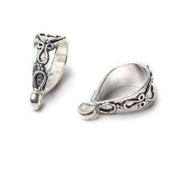 21x8mm Antiqued Sterling Silver Bail Filigree Heart Design  1 finding (ONLINE ORDER ONLY)