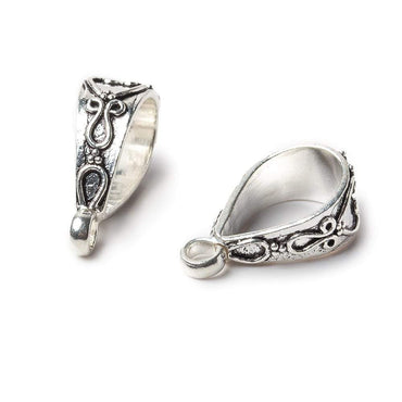 21x8mm Antiqued Sterling Silver Bail Filigree Heart Design  1 finding (ONLINE ORDER ONLY)
