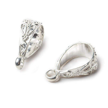 21x8mm Sterling Silver Bail Filigree Floral Design 1 finding (ONLINE ORDER ONLY)
