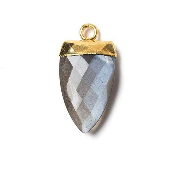 21x9mm Gold Leafed Grey Moonstone faceted Point Pendant 1 piece (ONLINE ORDER ONLY)