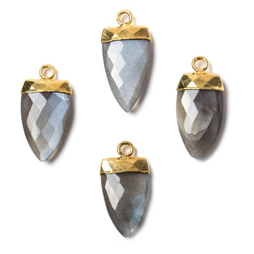 21x9mm Gold Leafed Grey Moonstone faceted Point Pendant 1 piece (ONLINE ORDER ONLY)