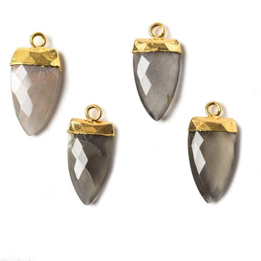 21x9mm Gold Leafed Platinum Grey Moonstone faceted Point Pendant 1 piece (ONLINE ORDER ONLY)