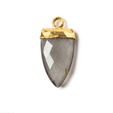 21x9mm Gold Leafed Platinum Grey Moonstone faceted Point Pendant 1 piece (ONLINE ORDER ONLY)
