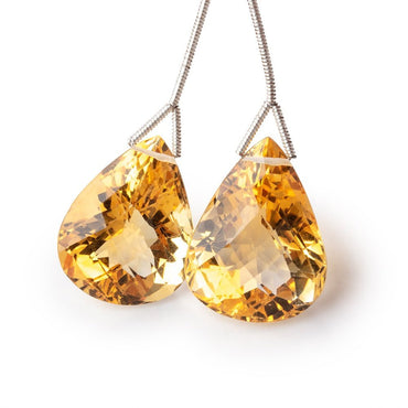 22-23mm Citrine Faceted Pear Focal Set of 2 Beads (ONLINE ORDER ONLY)