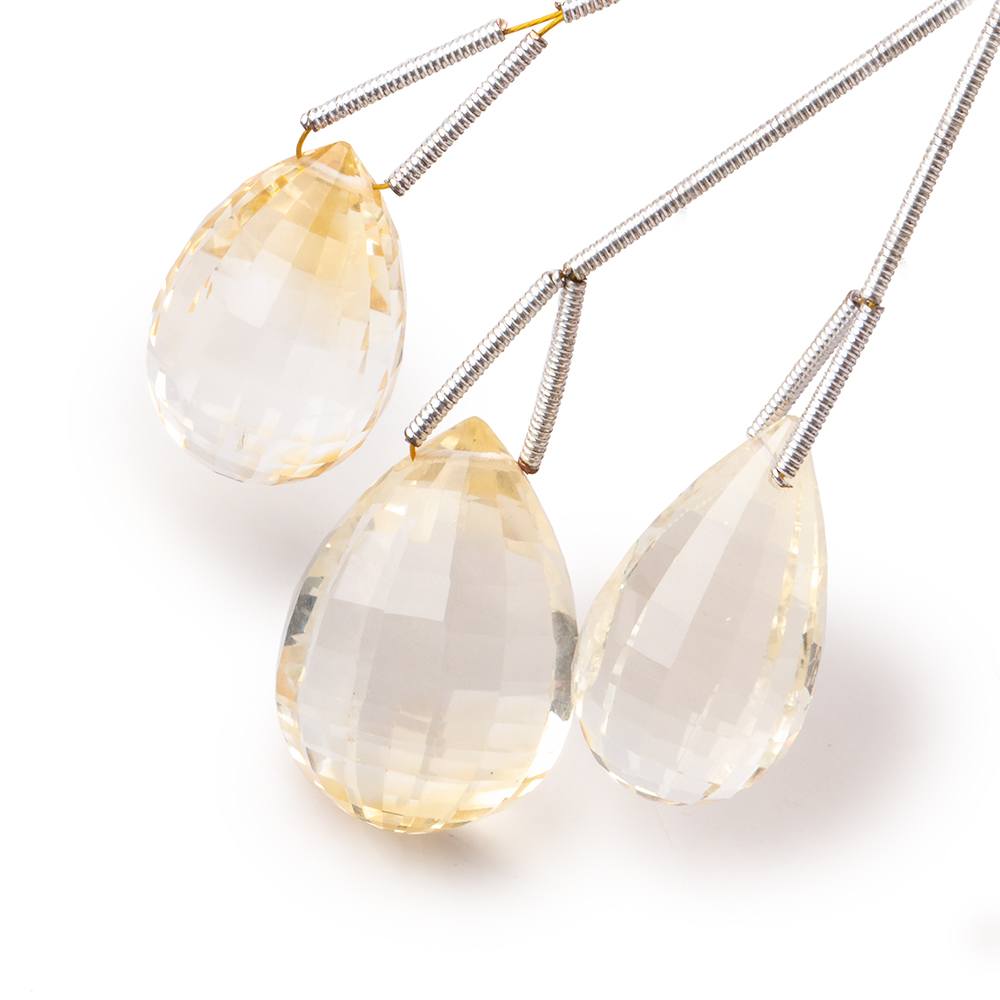 22-23mm Citrine Faceted Tear Drop Focal Beads Set of 3 (ONLINE ORDER ONLY)
