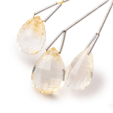 22-23mm Citrine Faceted Tear Drop Focal Beads Set of 3 (ONLINE ORDER ONLY)