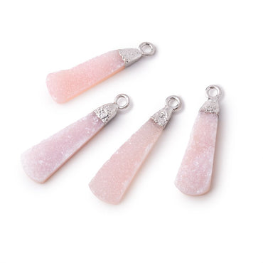 22-24mm Silver Leafed Pink Drusy Pear Pendant 1 focal piece (ONLINE ORDER ONLY)