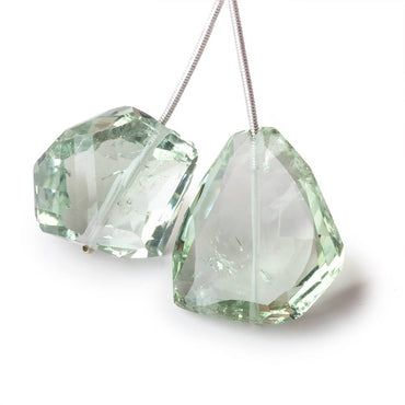 22-27mm Prasiolite Faceted Nuggets Set of 2 Focal Beads (ONLINE ORDER ONLY)