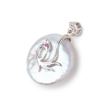 22.5mm .925 Silver Capped Silver Coin Pearl Pendant 1 focal piece (ONLINE ORDER ONLY)