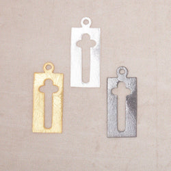 22.5x11mm Brushed Cross Void Charm Set of 4 pieces (ONLINE ORDER ONLY)