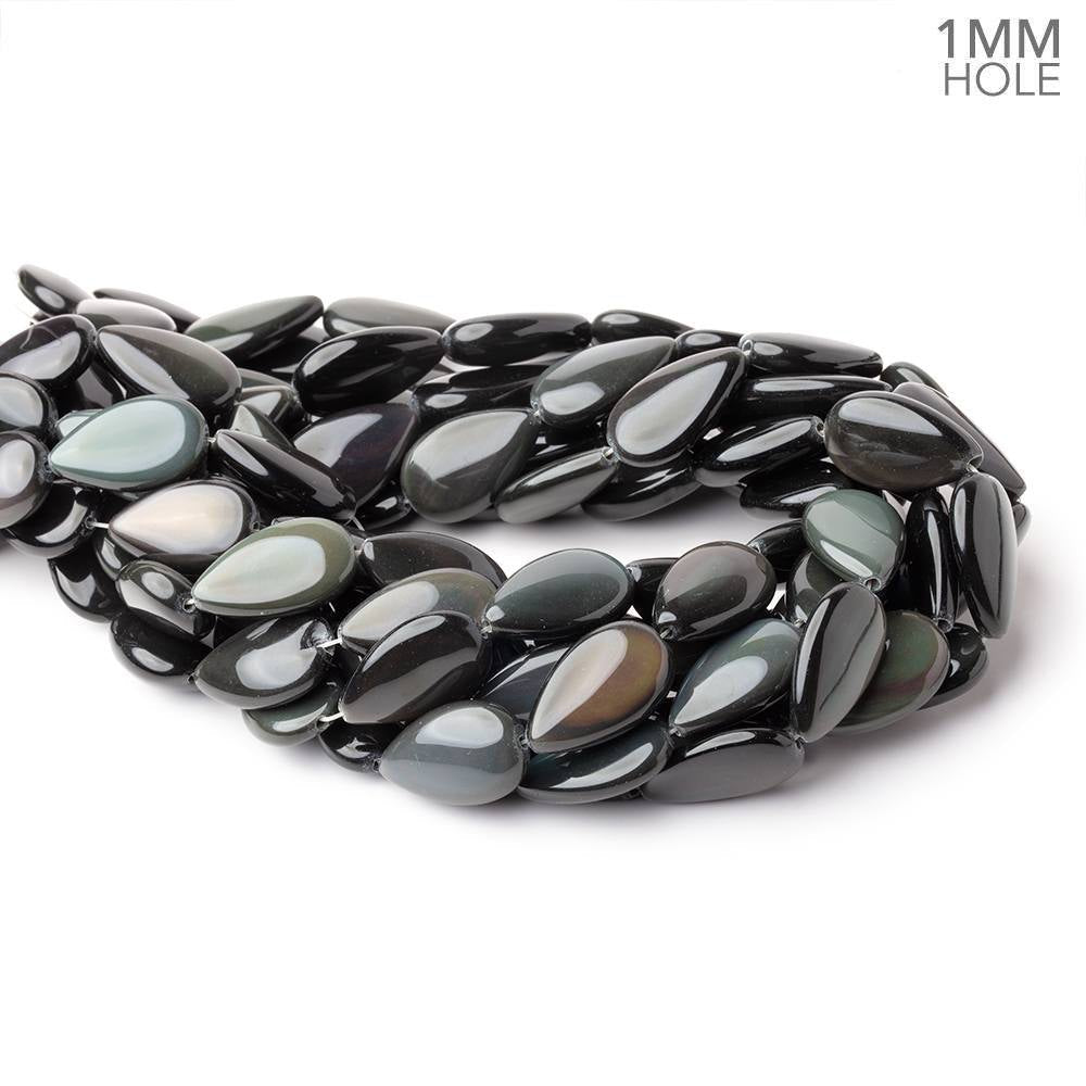22.5x14mm Rainbow Obsidian Plain Pear 16 inch 18 Beads 1mm Hole AAA (ONLINE ORDER ONLY)