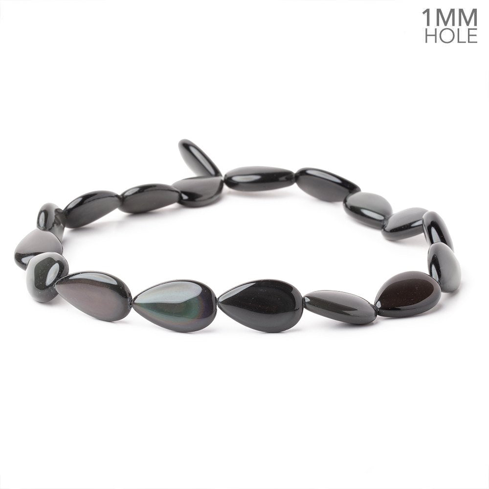 22.5x14mm Rainbow Obsidian Plain Pear 16 inch 18 Beads 1mm Hole AAA (ONLINE ORDER ONLY)
