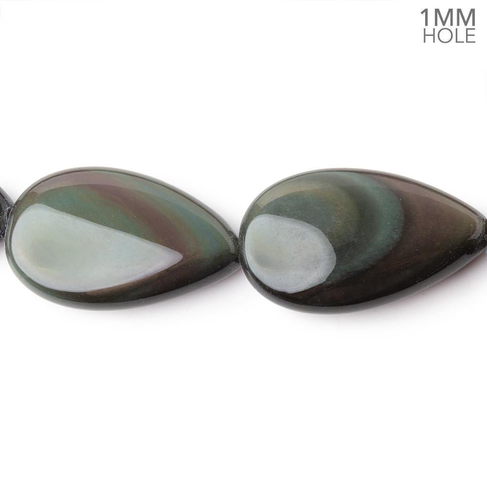 22.5x14mm Rainbow Obsidian Plain Pear 16 inch 18 Beads 1mm Hole AAA (ONLINE ORDER ONLY)