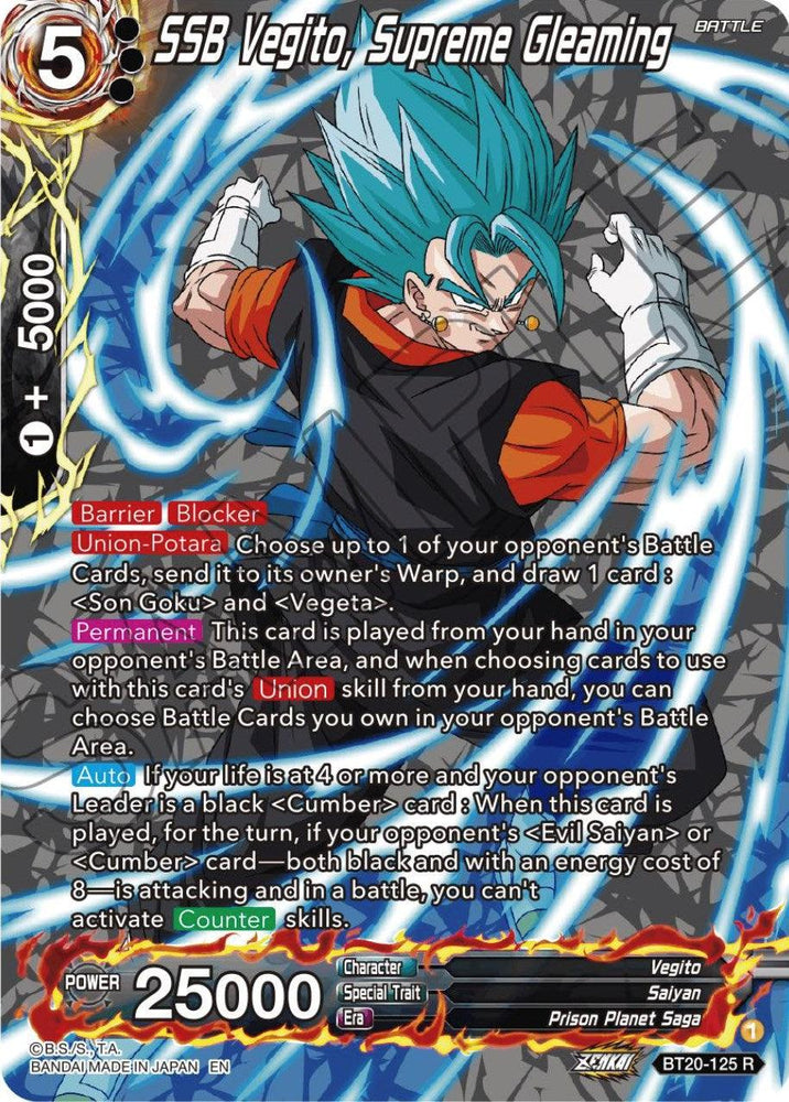 SSB Vegito, Supreme Gleaming (Silver Foil) (BT20-125) [Power Absorbed] (ONLINE ORDER ONLY)