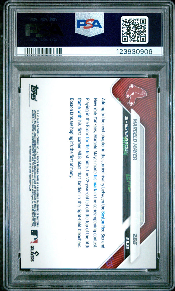 Graded 2025 Topps Now Marcelo Mayer #266 Gold Foil /50 Rookie RC Baseball Card PSA 10 Gem Mint (ONLINE ORDER ONLY)