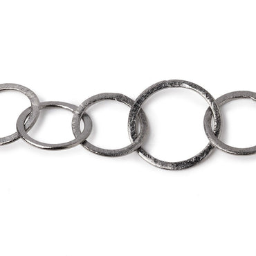 22mm & 18mm Black Gold plated Brushed Round Link Chain by the foot (ONLINE ORDER ONLY)