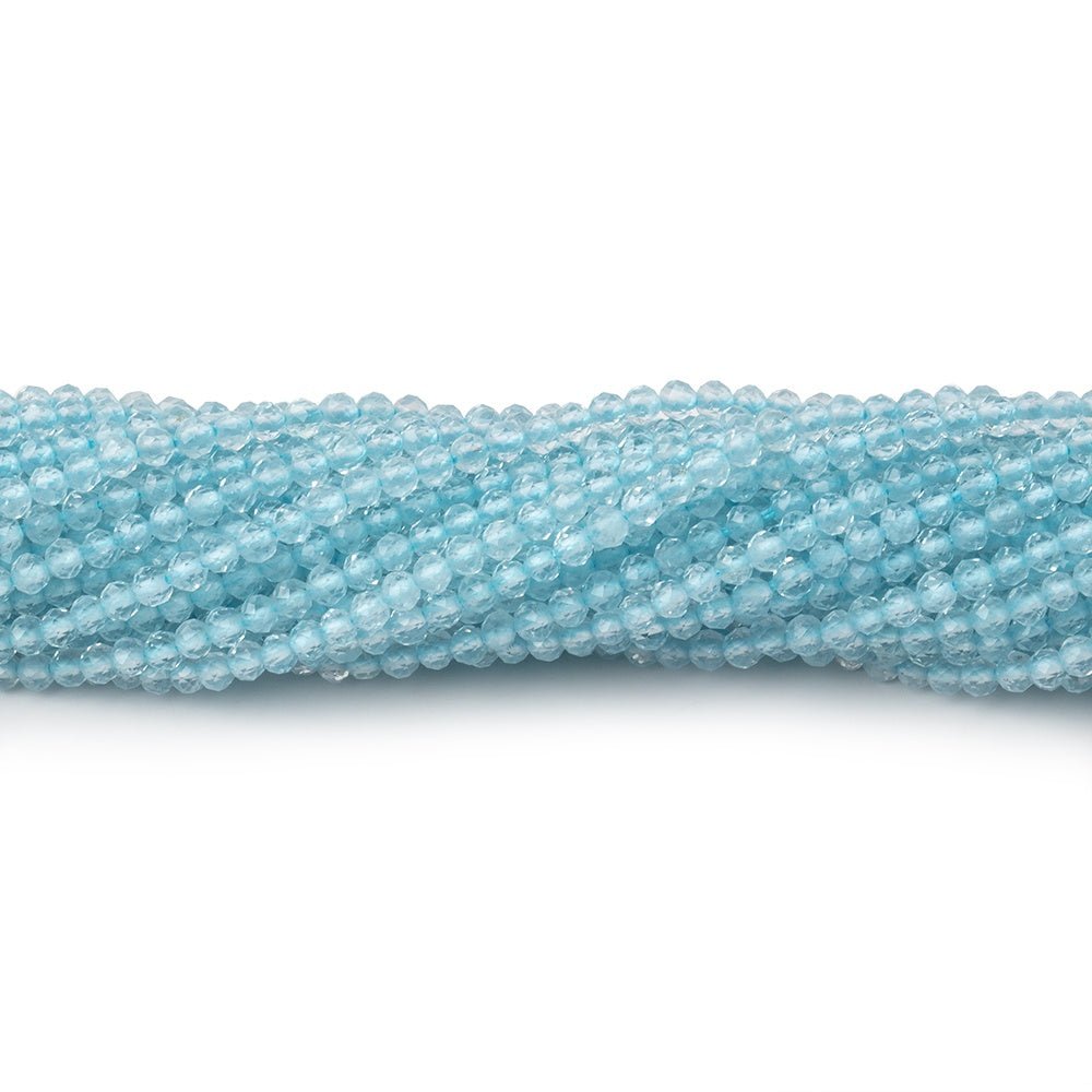 2.2mm Aquamarine Micro Faceted Round Beads 12.5 inch 150 pieces (ONLINE ORDER ONLY)