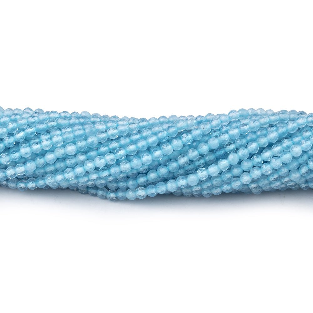 2.2mm Aquamarine Micro Faceted Round Beads 12.5 inch 156 pieces (ONLINE ORDER ONLY)