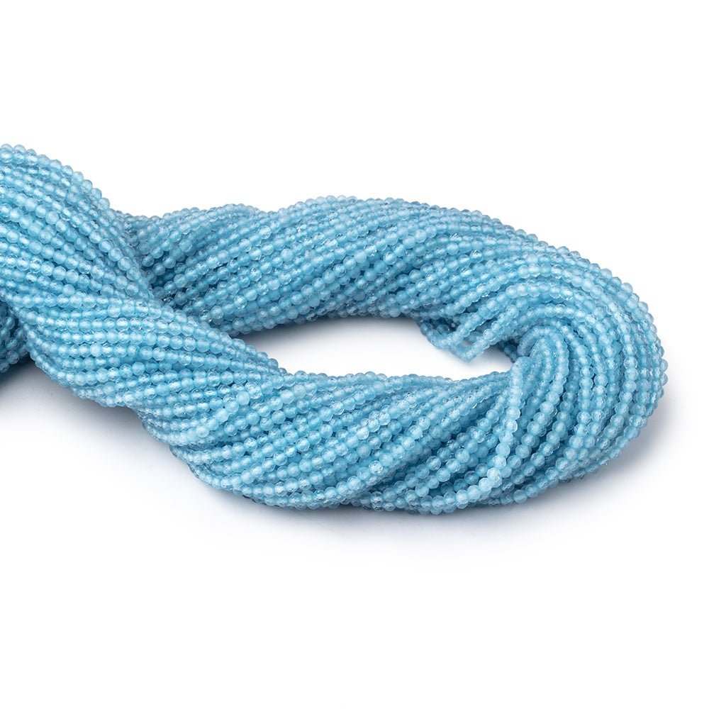 2.2mm Aquamarine Micro Faceted Round Beads 12.5 inch 156 pieces (ONLINE ORDER ONLY)