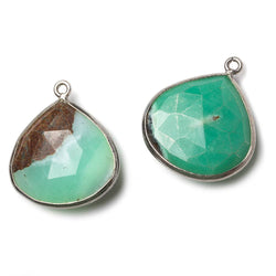 22mm Black Gold .925 Chrysoprase & Matrix faceted heart 1 ring Pendant 1 piece (ONLINE ORDER ONLY)