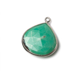 22mm Black Gold .925 Chrysoprase & Matrix faceted heart 1 ring Pendant 1 piece (ONLINE ORDER ONLY)