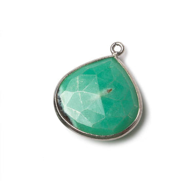 22mm Black Gold .925 Chrysoprase & Matrix faceted heart 1 ring Pendant 1 piece (ONLINE ORDER ONLY)
