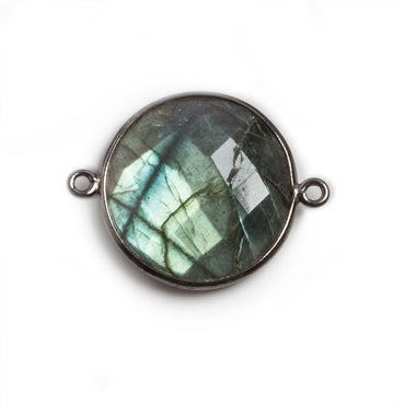 22mm Black Gold Bezeled Labradorite Coin Focal Bead Connector 1 pc (ONLINE ORDER ONLY)