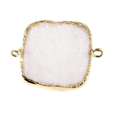 22mm Gold Leafed Natural White Drusy Square Connector Focal Bead (ONLINE ORDER ONLY)