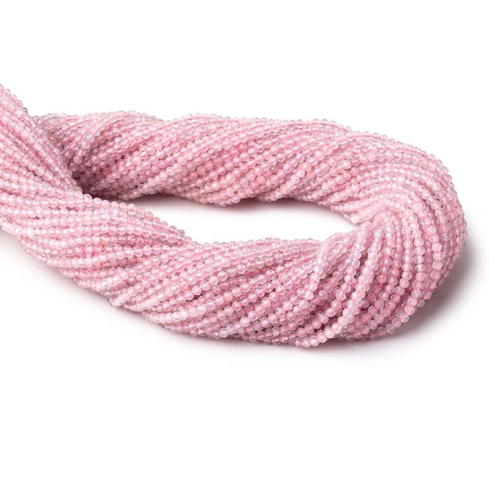 2.2mm Morganite Micro Faceted Round Beads 12.5 inch 160 pieces (ONLINE ORDER ONLY)