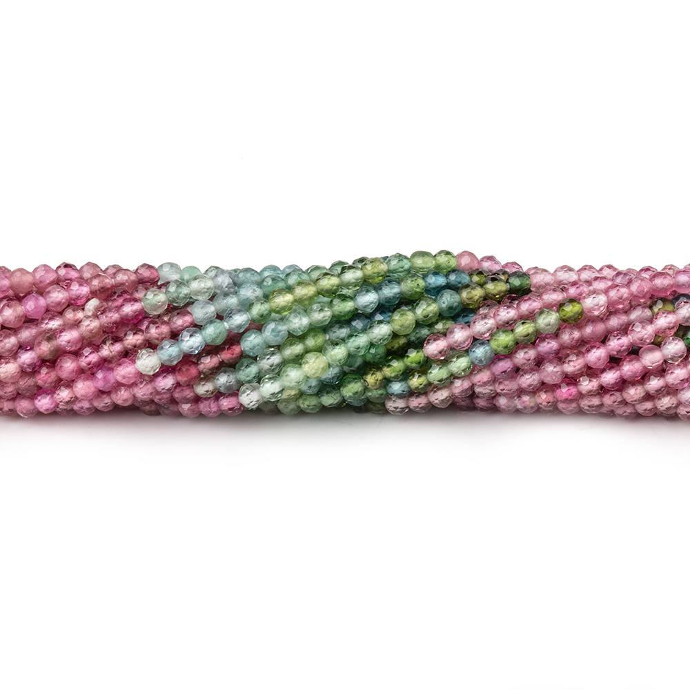 2.2mm Multi Color Tourmaline Micro Faceted Round Beads 12.5 inch 160 pieces (ONLINE ORDER ONLY)