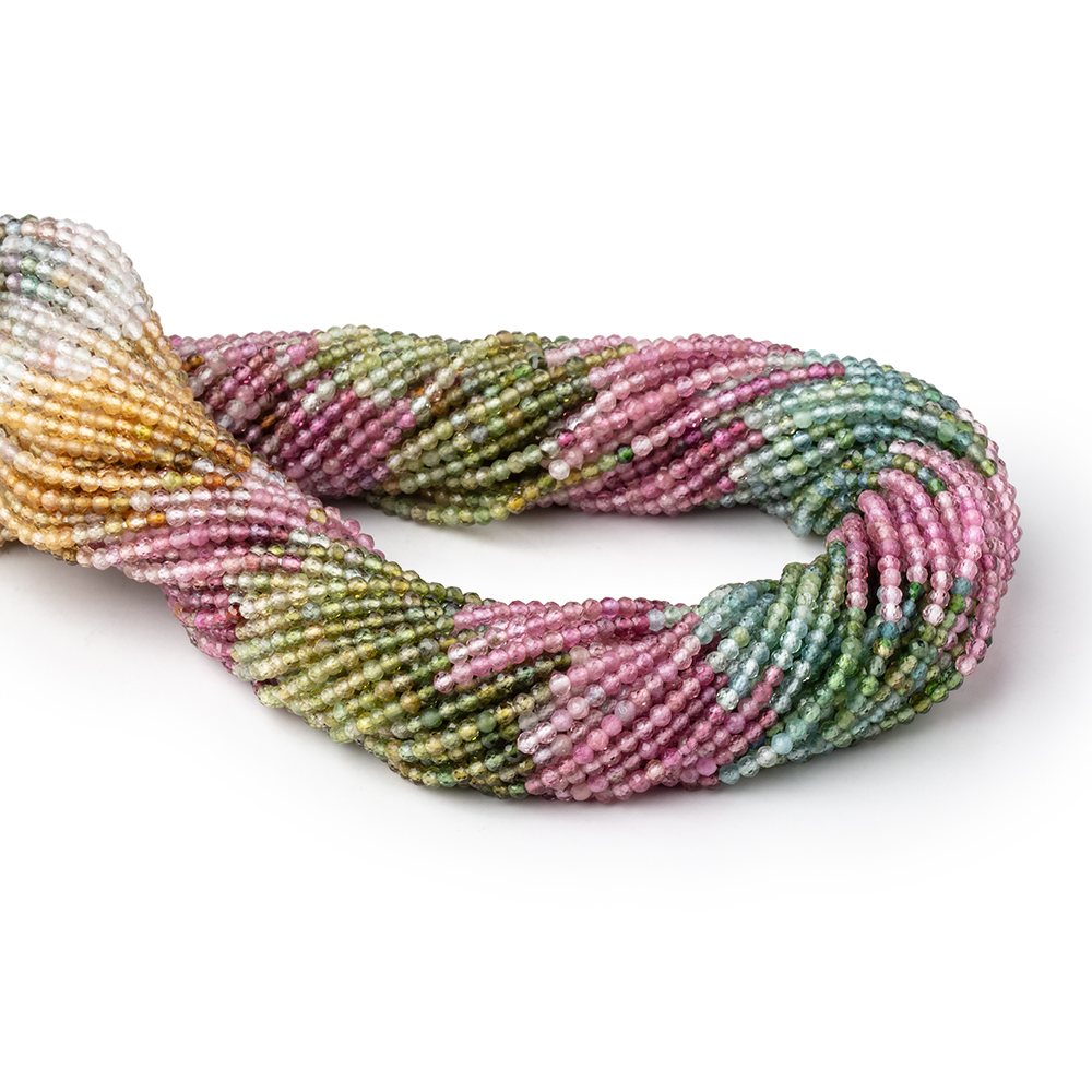 2.2mm Multi Color Tourmaline Micro Faceted Round Beads 12.5 inch 160 pieces (ONLINE ORDER ONLY)