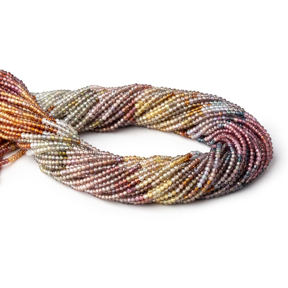 2.2mm Multi Color Sapphire Micro Faceted Rondelle Beads 12.75 inch 196 pieces AAA (ONLINE ORDER ONLY)