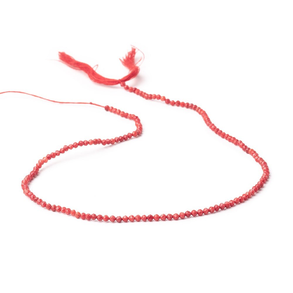 2.2mm Natural Red Coral Micro Faceted Round Beads 12.25 inch 148 pieces (ONLINE ORDER ONLY)