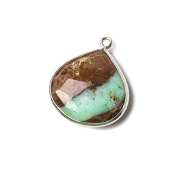 22mm Silver Chrysoprase & Matrix faceted heart 1 ring Pendant 1 piece (ONLINE ORDER ONLY)