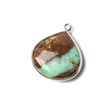 22mm Silver Chrysoprase & Matrix faceted heart 1 ring Pendant 1 piece (ONLINE ORDER ONLY)