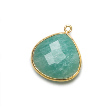 22mm Vermeil Amazonite faceted heart 1 ring Pendant 1 piece (ONLINE ORDER ONLY)