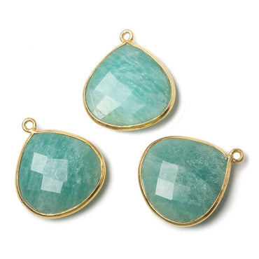 22mm Vermeil Amazonite faceted heart 1 ring Pendant 1 piece (ONLINE ORDER ONLY)