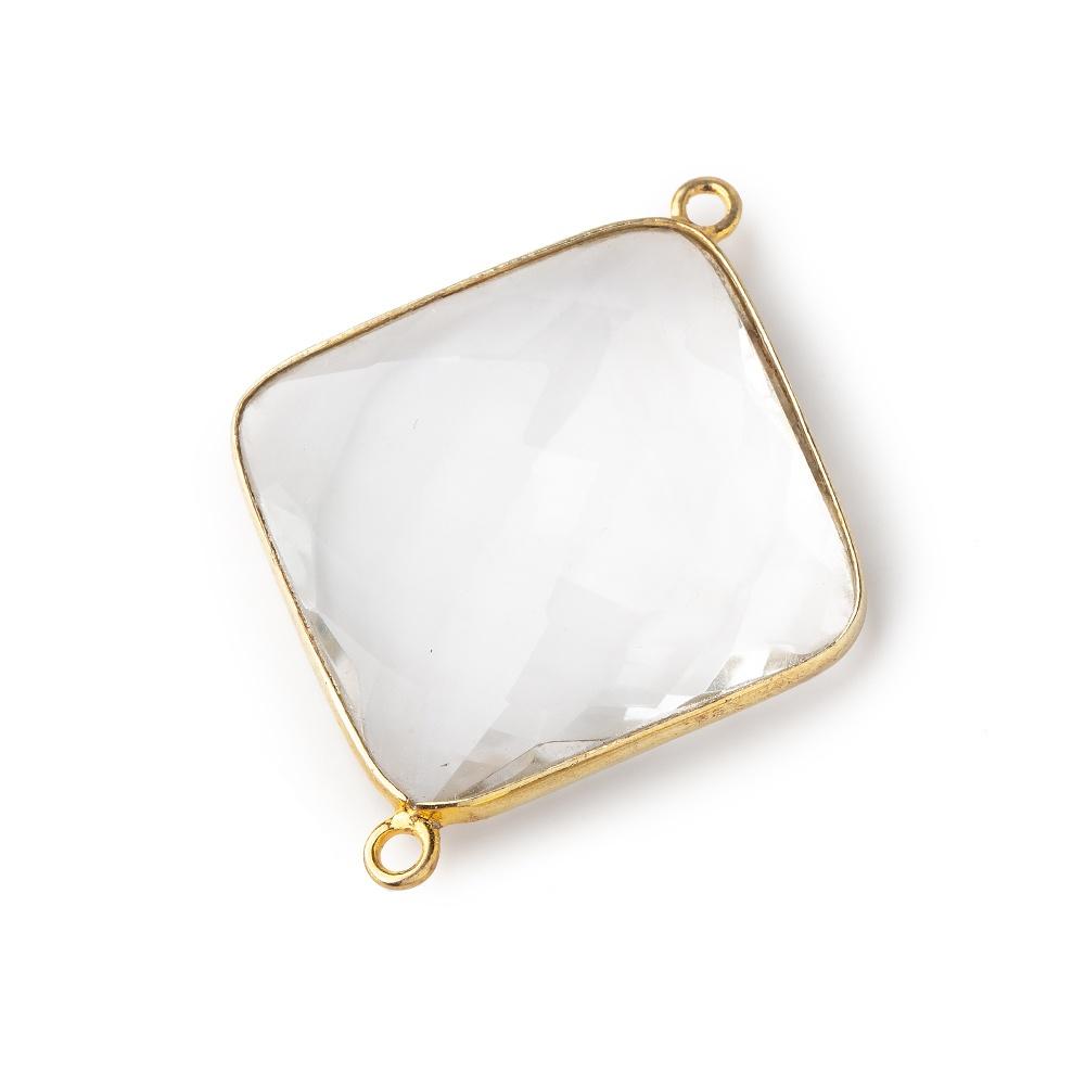 22mm Vermeil Bezeled Crystal Quartz Faceted Pillow Connector 1 piece (ONLINE ORDER ONLY)