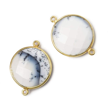 22mm Vermeil Bezeled Dendritic Opal opaque Coin Focal Bead Connector 1 pc (ONLINE ORDER ONLY)