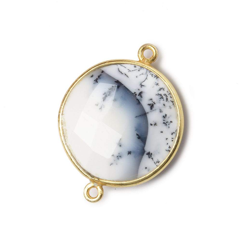 22mm Vermeil Bezeled Dendritic Opal opaque Coin Focal Bead Connector 1 pc (ONLINE ORDER ONLY)