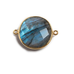 22mm Vermeil Bezeled Labradorite Coin Focal Bead Connector 1 pc (ONLINE ORDER ONLY)