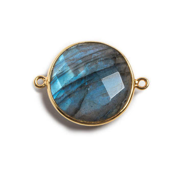 22mm Vermeil Bezeled Labradorite Coin Focal Bead Connector 1 pc (ONLINE ORDER ONLY)