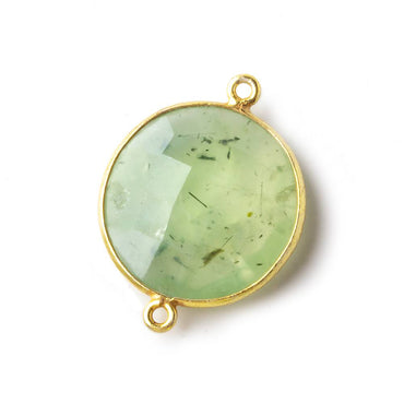 22mm Vermeil Bezeled Prehnite Coin Focal Bead Connector 1 piece (ONLINE ORDER ONLY)