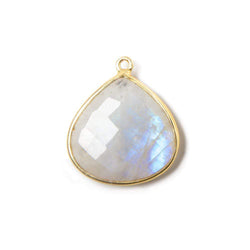 22mm Vermeil Bezeled Rainbow Moonstone faceted heart Pendant 1 piece (ONLINE ORDER ONLY)